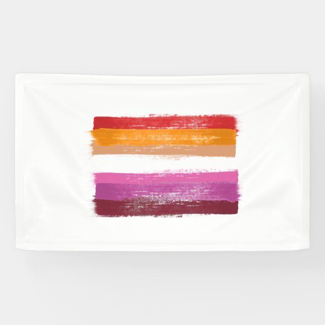 Banderoles Drapeau de la fierté lesbienne peint rayures de co (Horizontal)