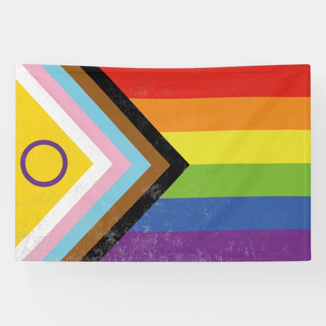 Banderoles Drapeau de la fierté progressiste incluant les per (Horizontal)