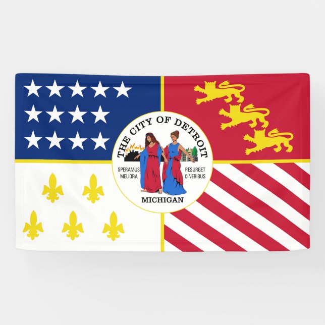 Banderoles Drapeau de la ville de Detroit USA symbole américa (Horizontal)