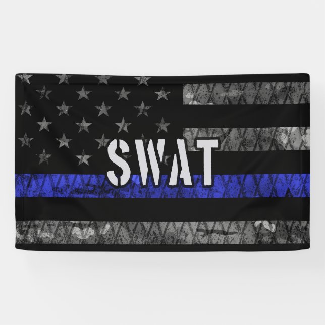 Banderoles Drapeau de police SWAT en état de détresse (Horizontal)