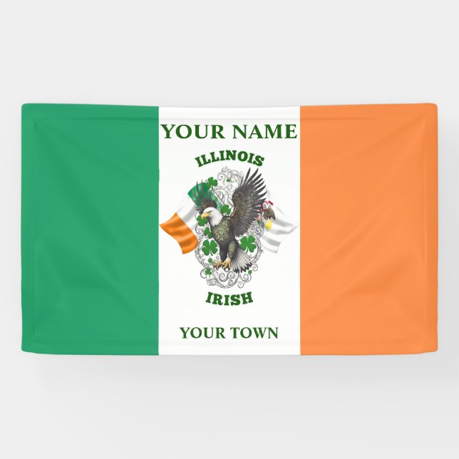 Banderoles Drapeau irlandais - Illinois Irish (Horizontal)