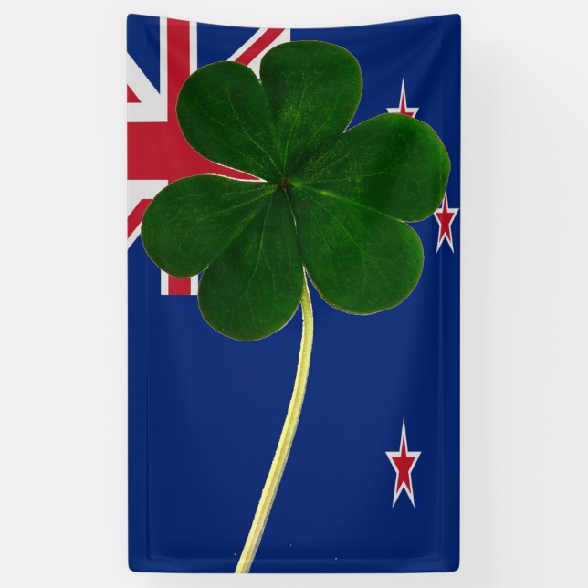 Banderoles Drapeau irlandais Nouvelle-Zélande Shamrock Clover (Vertical)