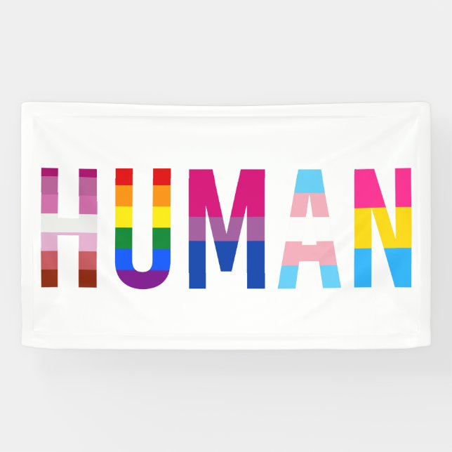 Banderoles Drapeau LGBT HUMAN Mois Gay pride Transgenre (Horizontal)