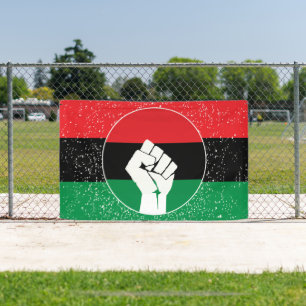 Banderoles Drapeau panafricain Poing, histoire noire afro-amé