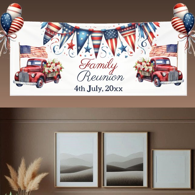 Banderoles Drapeau patriotique Famille Réunion 4 Juillet Bunt (Patriotic Flag Family Reunion 4th July Bunting Banner)