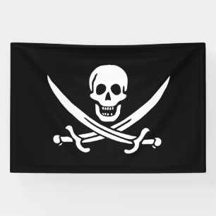 Banderoles Drapeau pirate crâne épées croisées