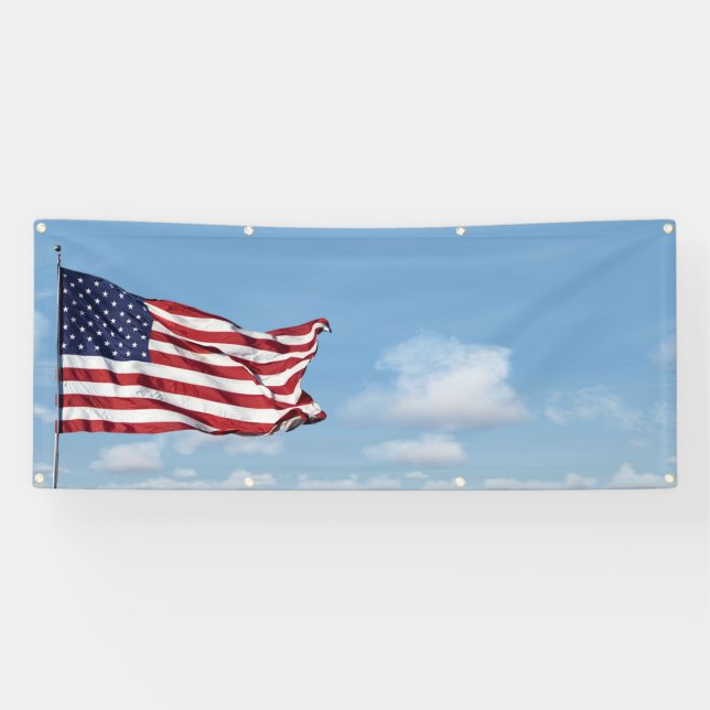 Banderoles drapeaux américains et ciel blanc (Horizontal)