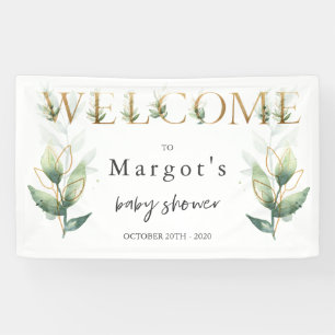 Banderoles Drive By Baby shower Green and Gold