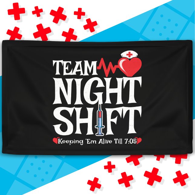 Banderoles Drôle 7:05 Team Night Shift Infirmière Appréciatio (Créateur téléchargé)