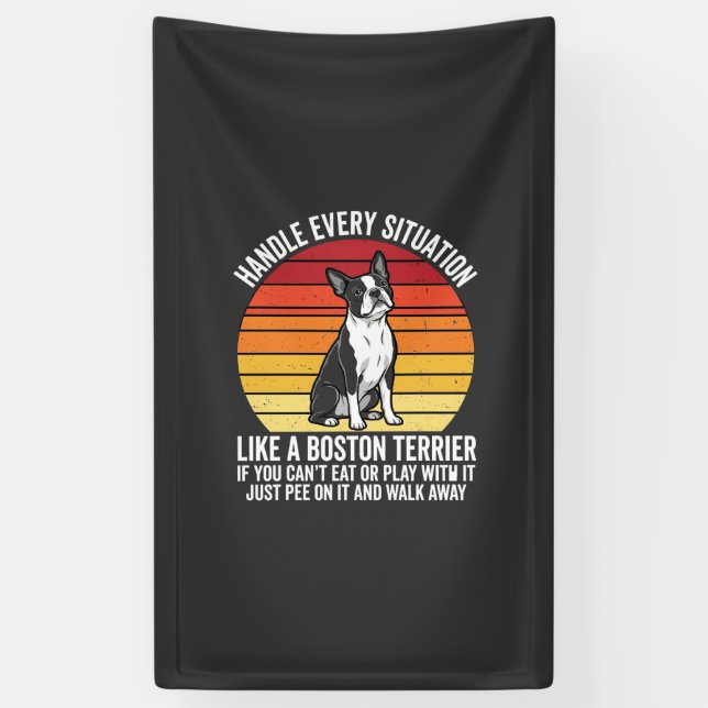 Banderoles Drôle attitude de Boston Terrier Rétro (Vertical)