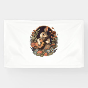 Banderoles Drôle Bunny Jouer Banjo Guitare Musique Rabbit Hap