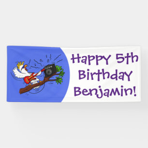 Banderoles Drôle cockatoo jouant de la guitare rock dessin an