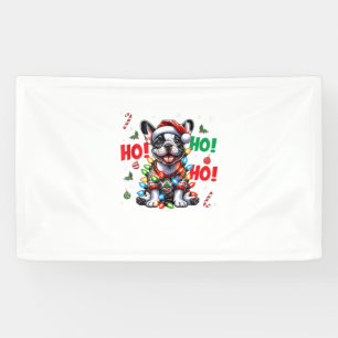 Banderoles Drôle de Bouledogue Français HO HO HO Chapeau de N
