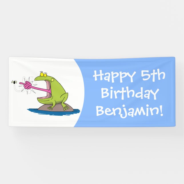 Banderoles Drôle dessin animé de grenouille et mouche (Horizontal)