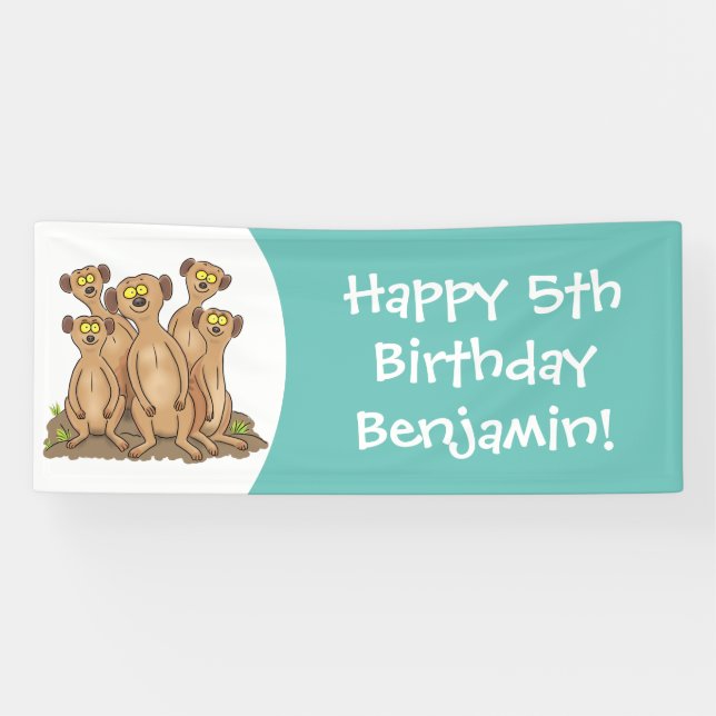 Banderoles Drôle dessin de la famille meerkat (Horizontal)