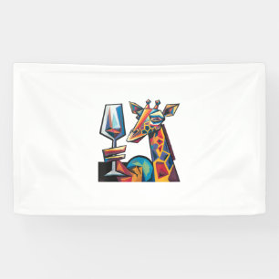 Banderoles Drôle Giraffe Colorée Boire Vin Rouge Cubisme Ab