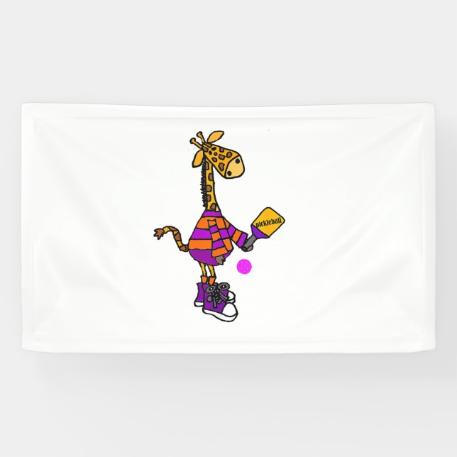 Banderoles Drôle Giraffe Jouer Pickleball (Horizontal)