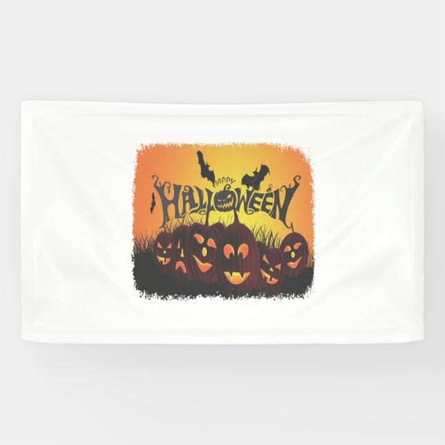 Banderoles Drôle Happy Halloween design (Horizontal)