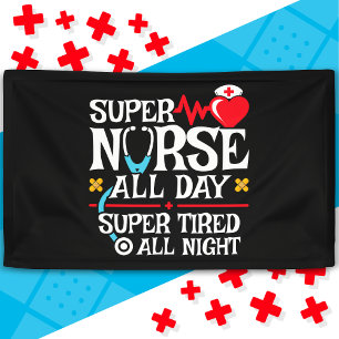 Banderoles Drôle mignon Super Fatigué Nurse Day Shift Nuit