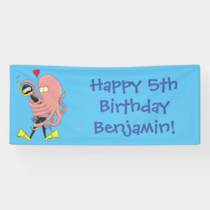 Banderoles Drôle pieuvre embrasse plongeur dessin animé humou