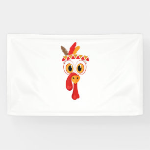 Banderoles Drôle Thanksgiving Turquie Face tête indienne plum