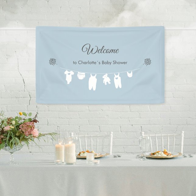 Banderoles Dusty Blue Minimalist Baby Boy Douche Bienvenue (Dusty Blue Minimalist Baby Boy Shower Welcome Banner ©Susanne Sachers - Sunny Mind 🌞)