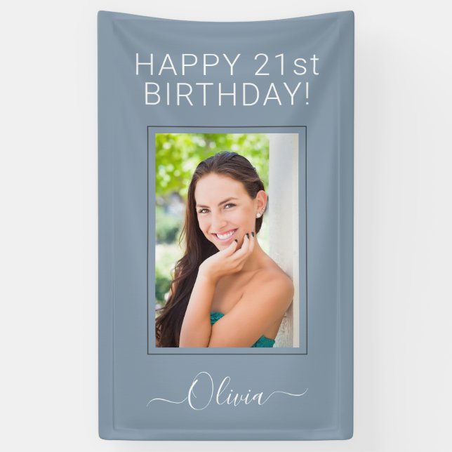 Banderoles Dusty Blue minimaliste moderne Monogramme élégant (Vertical)