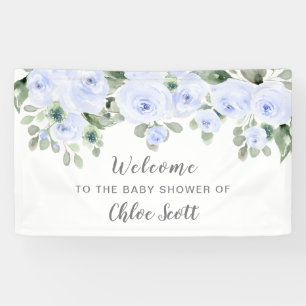 Banderoles Dusty Blue Rose Floral Baby shower Bienvenue
