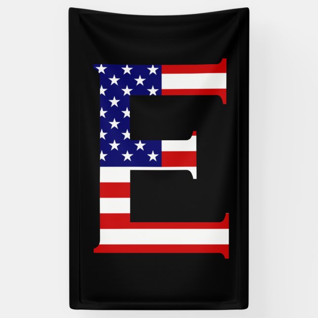 Banderoles E Monogramme superposé sur le drapeau américain (v (Vertical)