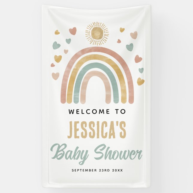 Banderoles Earthy Colours Rainbow Sun Baby shower Affiche de  (Vertical)