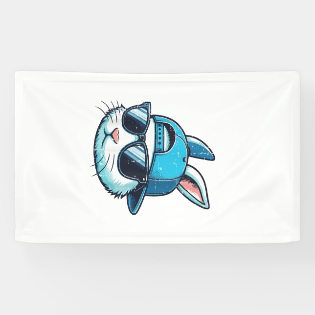 Banderoles Easter Bunny Face Baseball Cap Sunglasses Rabbit B (Horizontal)