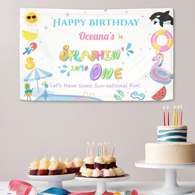Banderoles Éclaboussant dans une première fête d'anniversaire (Créateur téléchargé)