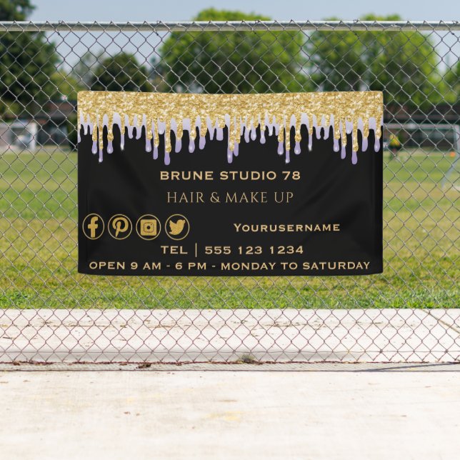 Banderoles Éclairage d'icônes Gold Purple & Social Media  (En situation)