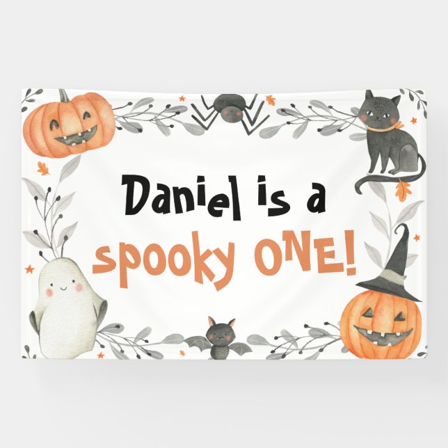 Banderoles Éffrayant One mignonne Halloween 1er anniversaire  (Horizontal)