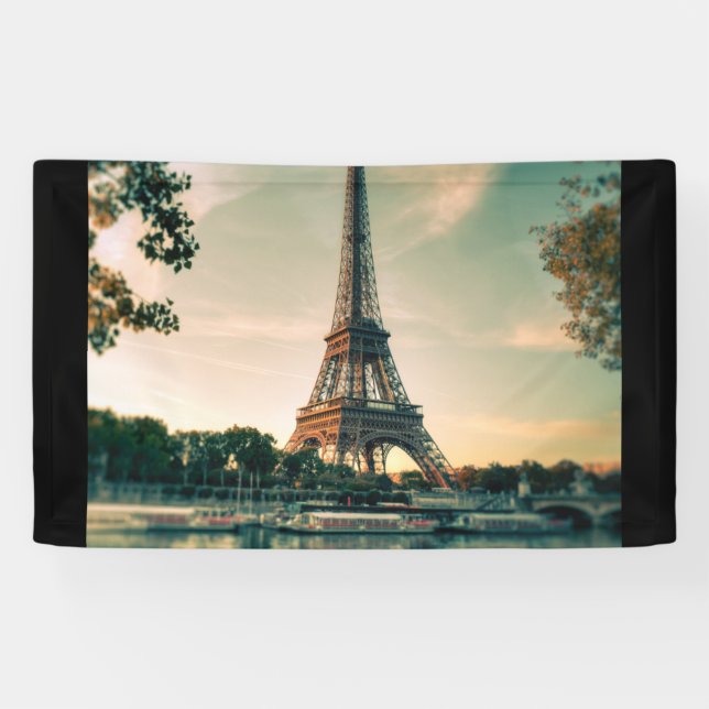 Banderoles Eiffel tour lancer oreiller (Horizontal)