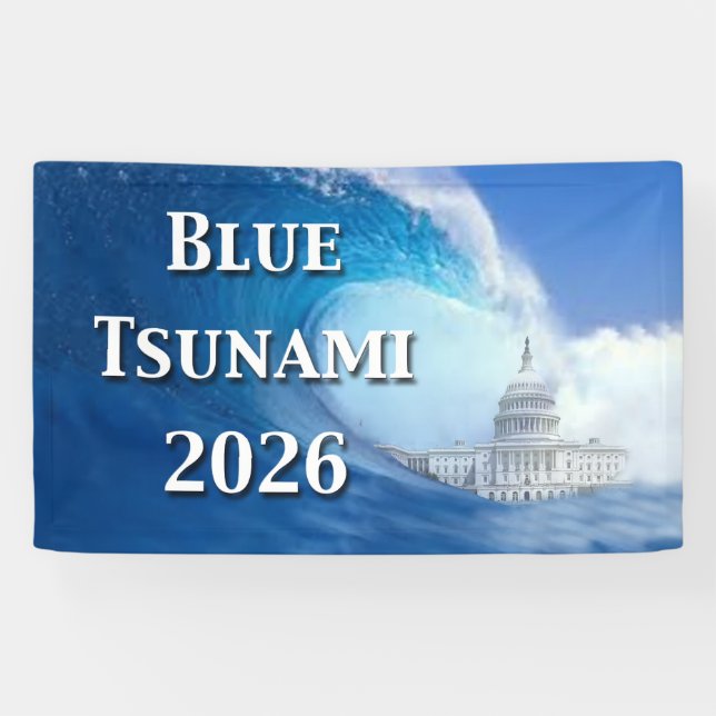 Banderoles Élection Tsunami Bleu 2026 (Horizontal)
