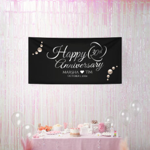 Banderoles Élégant 30e anniversaire de Mariage perle (4'x8')