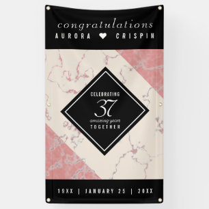Banderoles Élégant 37e anniversaire du Mariage Alabaster