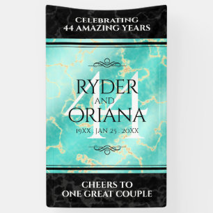 Banderoles Élégant 44ème anniversaire de Mariage turquoise
