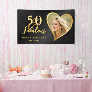 Banderoles Elégant 50 et fabuleux Photo personnalisée Black G
