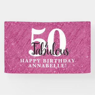 Banderoles Elégant 50 et Fabulous Pink Sparkle 50e anniversai
