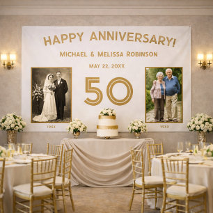 Banderoles Élégant 50e anniversaire de Mariage en ivoire et o