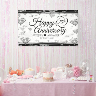 Banderoles Élégant 75e anniversaire de Mariage de diamant