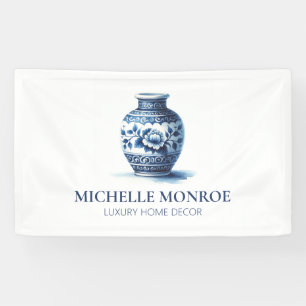 Banderoles Elégant Aquarelle Blue Ginger Jar Designer, Décor