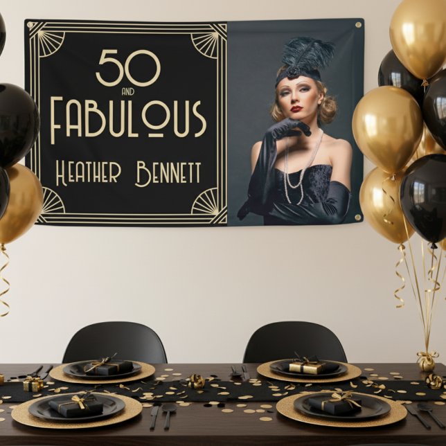 Banderoles Elegant Art Deco 50 and Fabulous Birthday (Créateur téléchargé)