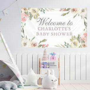 Banderoles Elégant Baby shower de printemps rose Floral Bienv