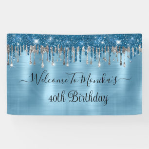 Banderoles Elégant bébé Blue Sparkle Parties scintillant gout