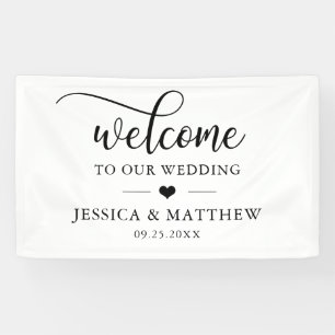 Banderoles Elégant Bienvenue à notre coeur Mariage BIENVENUE