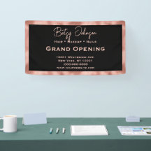 Élégant Black & Faux Rose Gold Foil Business Sign