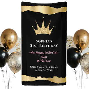 Banderoles Elégant Black Gold Croise Porte Anniversaire
